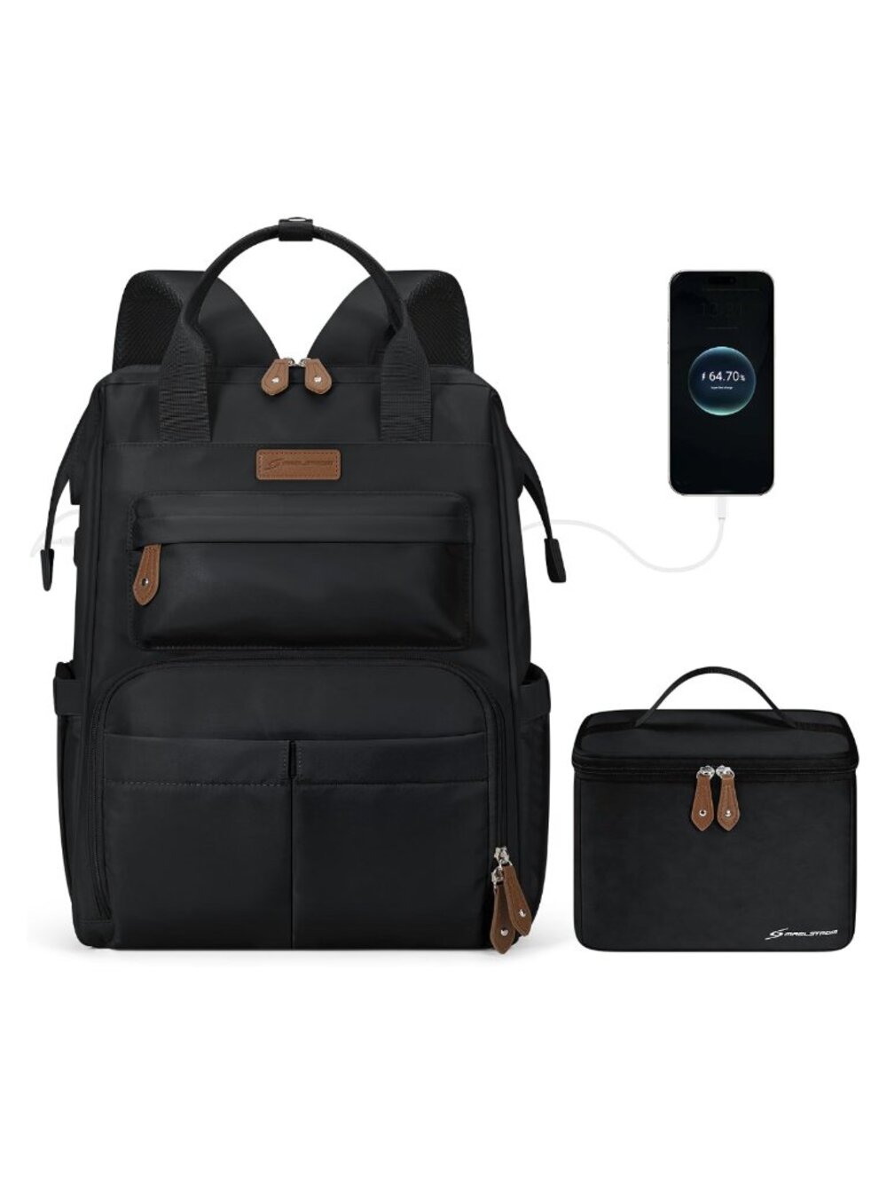 Maelstrom 15.6-17.3 Laptop Backpack with Lunch Box USB Type C Travel Work Bag